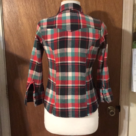 PASSPORT 3/4 Roll Sleeves Plaid Button Down Shirt - Picture 5 of 13